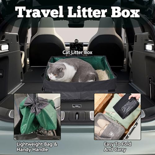 Arenero de viaje plegable impermeable para gatos XL miniatura 4
