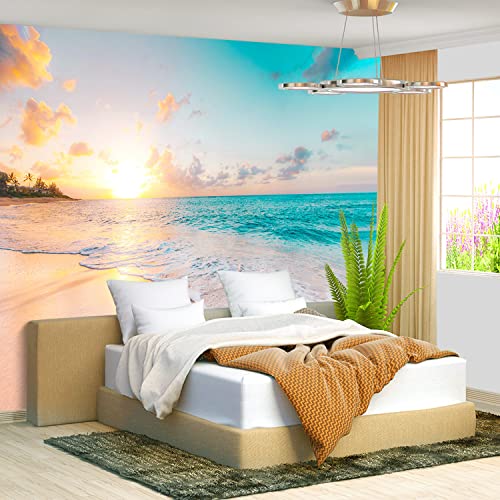 Papier peint plage XXL pour habiller un grand mur vide de salon 495cm