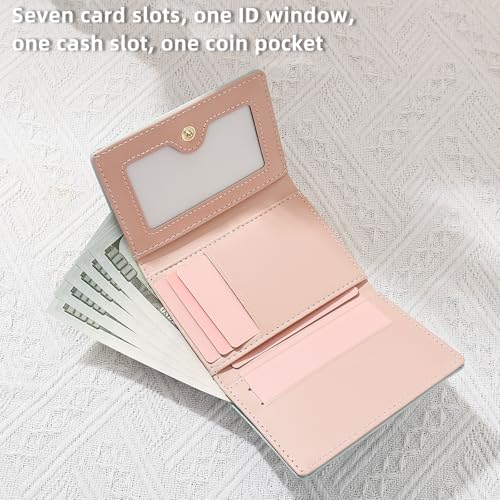 Small Wallets Woman, Cute Tri-fold Coquette Bow Wallet for Women, Credit Card Coin Holder Purse with Kiss-lock for Key Cash Change (Blue)4