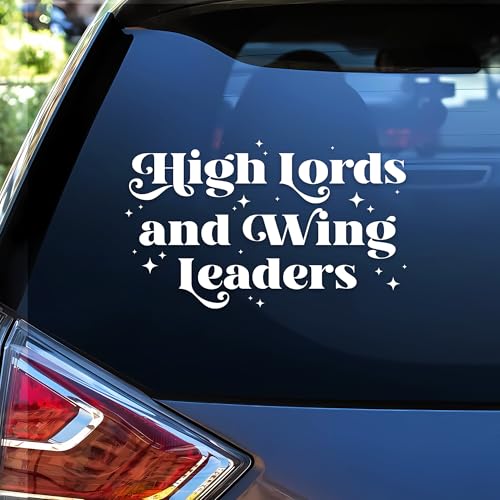 Image of High Lord and Wing Leader Car Decal Funny ACOTAR Fourth Wing Fantasy Dragon Bookish Humor Car Window Accessories Affirmations Vinyl Waterproof 6 Inches Bumper Decal Gift for Mom Dad Friend