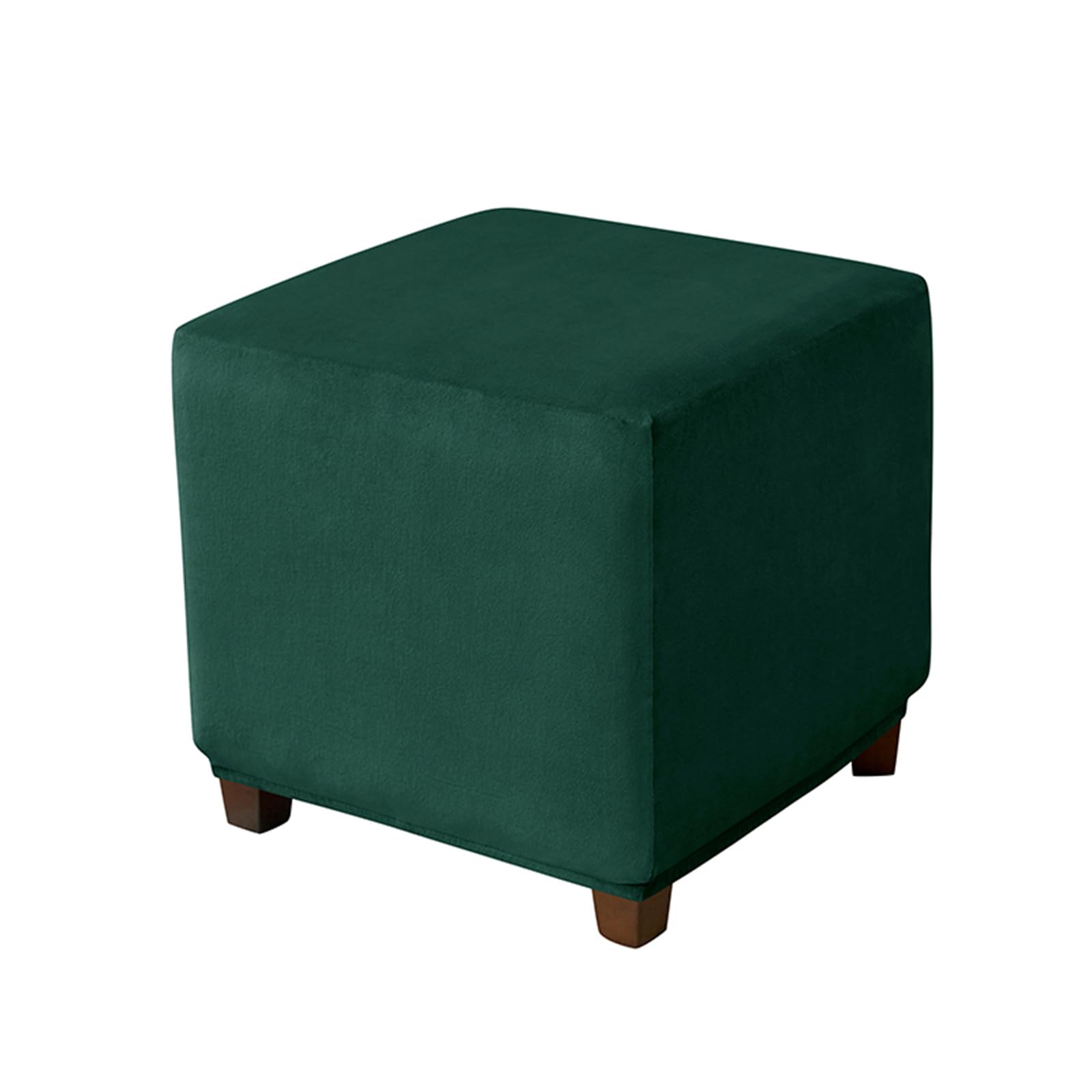 Muiuou Stretch Velvet Ottoman Cover, Square and Rectangle Footstool Slipcover with Elastic Bottom, Removable Washable Dustproof Protector for Footrest Pouffe Stools (Large,Style 13)