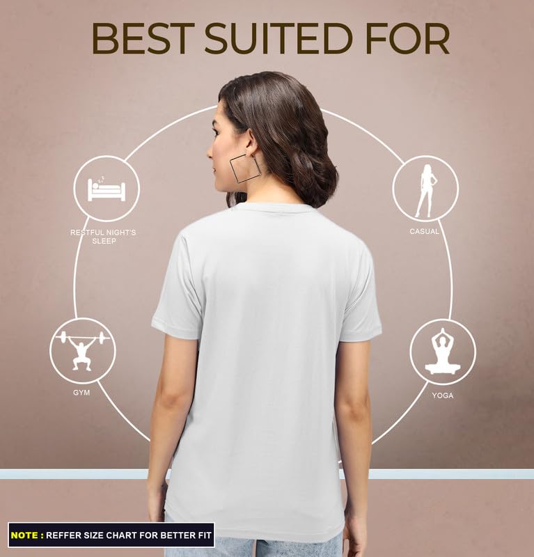 Image of Sleepynuts Women Boyfriend Plain Round Neck Half Sleeve T-Shirt