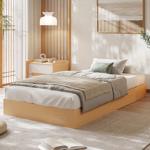 Image of GarveeHome Twin XL Size Wood Platform Bed Frame,Wooden Bed Frame Without Headboard, Wood Slat Support,No Box Spring Needed, Easy Assembly