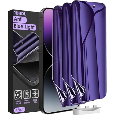 JDHDL [3 Pack for iPhone 15 Pro Max Privacy Screen Protector (NOT Glass), [Anti-Spy][Anti Blue Light] Soft Hydrogel Film Screen Protector for iPhone 15 Pro Max/15 Plus - Purple Cover