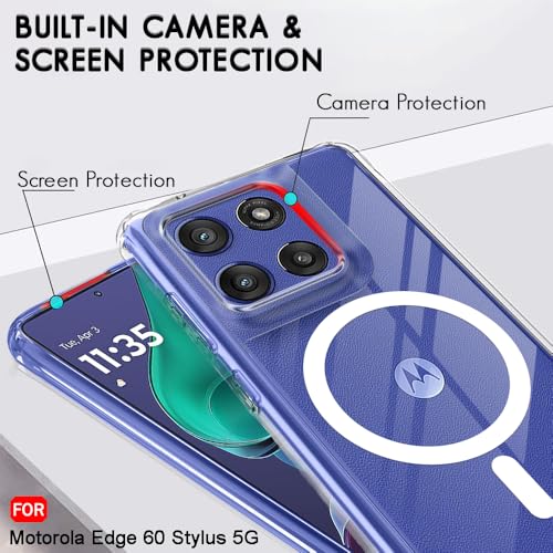 Image of TheGiftKart Ultra-Hybrid Crystal Clear Back Case Cover for Motorola Edge 60 Stylus | Shockproof Design | Hard Back Cover for Motorola Edge 60 Stylus (PC & TPU, Magsafe Compatible, Clear)