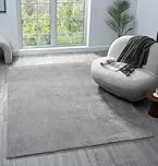 Rugs by Desire Comfy Washable Modern Living Room Rug Polyester Plain Indoor Area Rug with Low Pile - Anti-Slip Felt Backing SuperSoft Carpet Bedroom-Hallway, Dark Grey, 120x160 cm