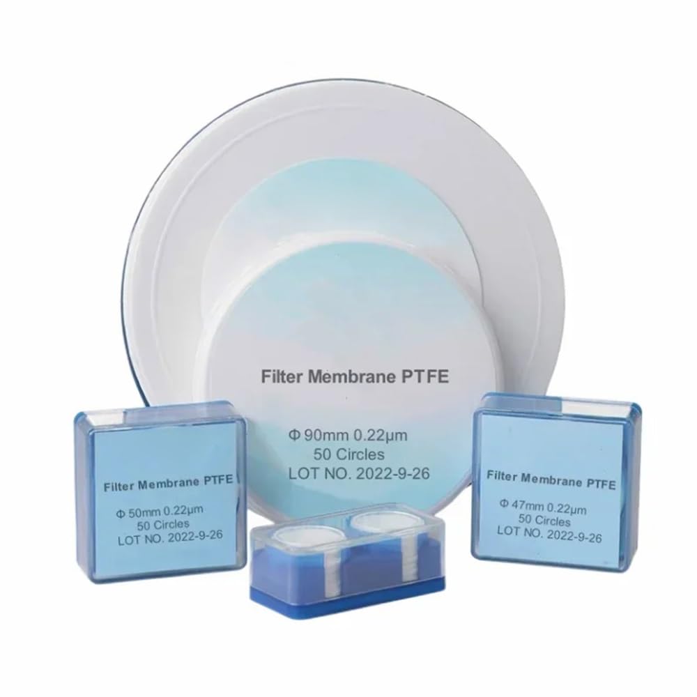 Laborausstattung und -bedarf Filtermembran PTFE-Membranfilter Hydrophobes PTFE Durchmesser 13 25 47 50 60 90 100 mm Porengröße 0,22,45 µm Kreise