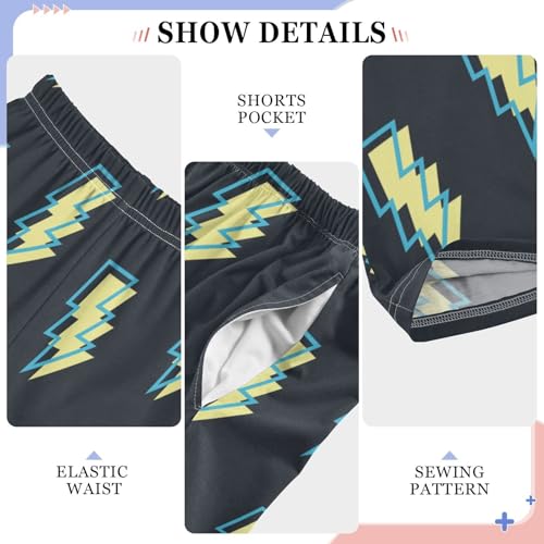 Boys' Pants Lightning Bolt Black Long Bottoms Jogger Pants Elastic Waist Trousers with Pockets S-XL4