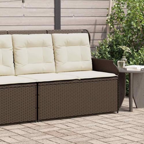 Banc d'extérieur inclinable en résine tressée avec coussins de terrasse - 3
