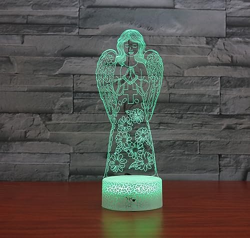 Lámpara de mesa nocturna 3D Ángel con control remoto miniatura 2