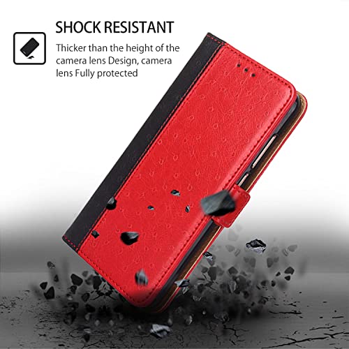 Case For Motorola Edge (2022), Pu Leather Flip Magnetic Wallet Case With Card Slots Stand Shockproof Folio Phone Cover Compatible With Motorola Edge (2022), Red #TOP3