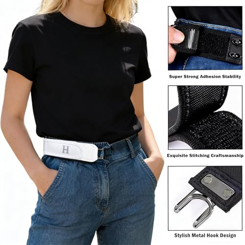 Image of Buckleless Belt for Men, Metal Hook Elastic Belt with Quick Adjustment, Ideal for Hiking and Outdoor Activities, Travel Friendly Compact Design