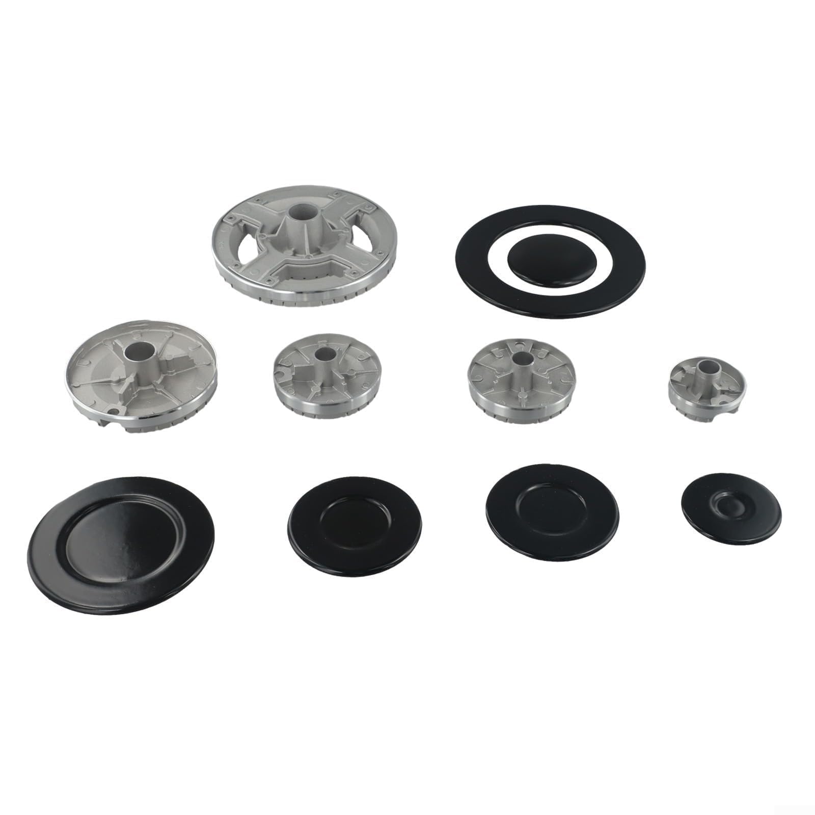 Gasherdkappen-Set, Zinklegierung, Gasherd-Brennerkappe, Ofen-Herd, Gasherd, Gasbrennerkrone und Flammenkappen-Set für Sabaf-Gasherde, Kochfeldteile und Zubehör (konkav)