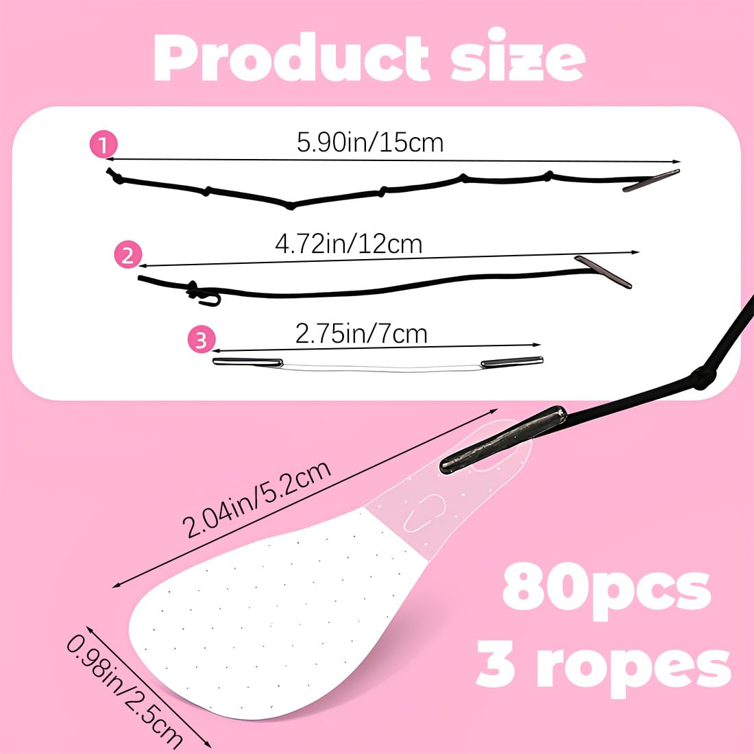 Face Lift Tape 80 Piezas Lifting Facial Parche Lifting Cuello Ojos Y Barbilla Cinta De Estiramiento Facial Banda De Estiramiento Facial En Forma De V Para La Mujer Anti-Envejecimiento