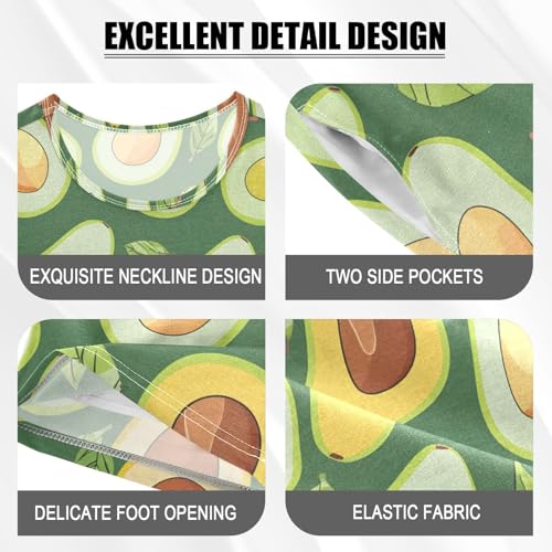 ALAZA Avocado Bright Green Pajamas Short Sleeve 2 Piece Sleepwear Top and Bottom Pajama Set Unisex4