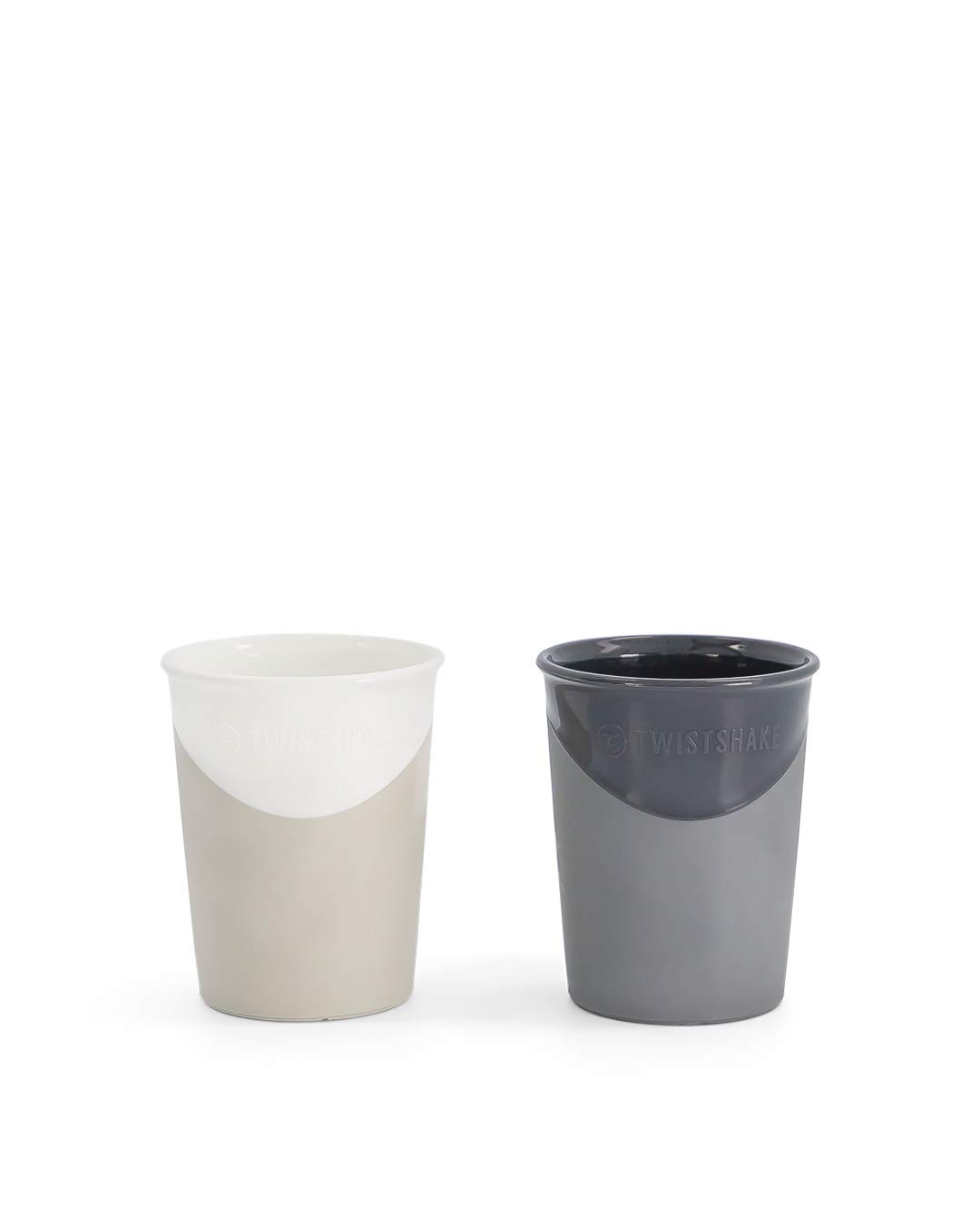 2 Pack Learning Cup, 170 ml, BPA Free, Polypropylene (PP), Thermo Plastic Elastomer (TPE), Open, General Use Cup, Black White, Pastel Grey White