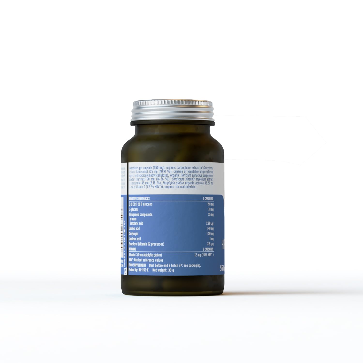 HIFAS DA TERRA - HIFAS-Equilibrium Extractos de Hongos Puros de Reishi, Melena de León y Cordyceps para Equilibrar el Bienestar Físico y Emocional - Bote 60 Cápsulas