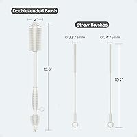 Vista 7 de Juego de cepillos de limpieza de silicona, botella de agua y cepillo limpiador de pajilla, para vaso, biberón, bomba de leche, pezón, vaso
