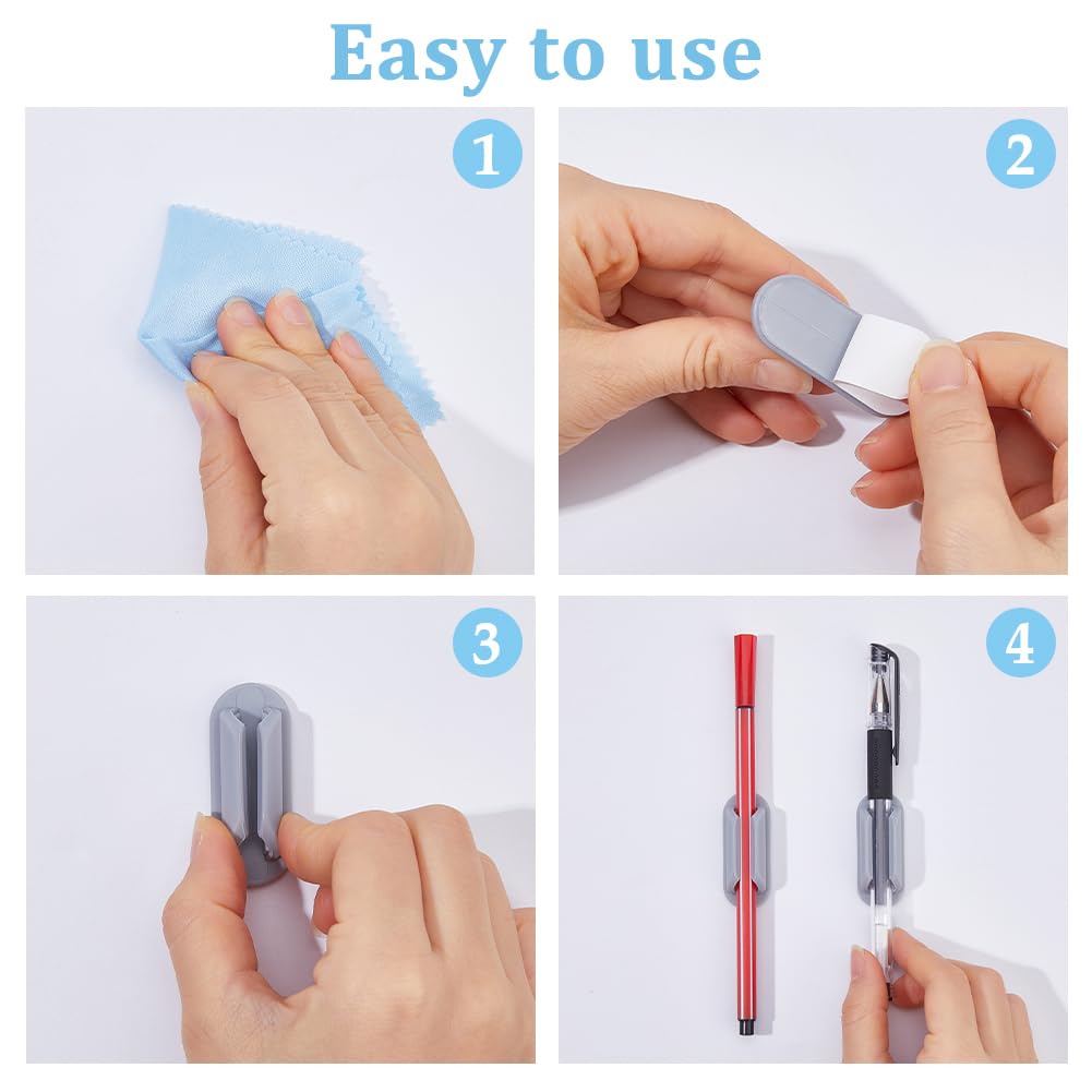 DICOSMETIC 20 portapenne adesivi in silicone grigio, 5 cm di diametro, per scrivania e parete