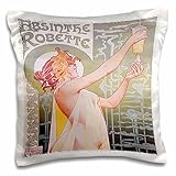 3dRose Vintage Absinthe Robette French Wine Advertising Poster-Pillow Case, 16 by 16' (pc_149289_1)