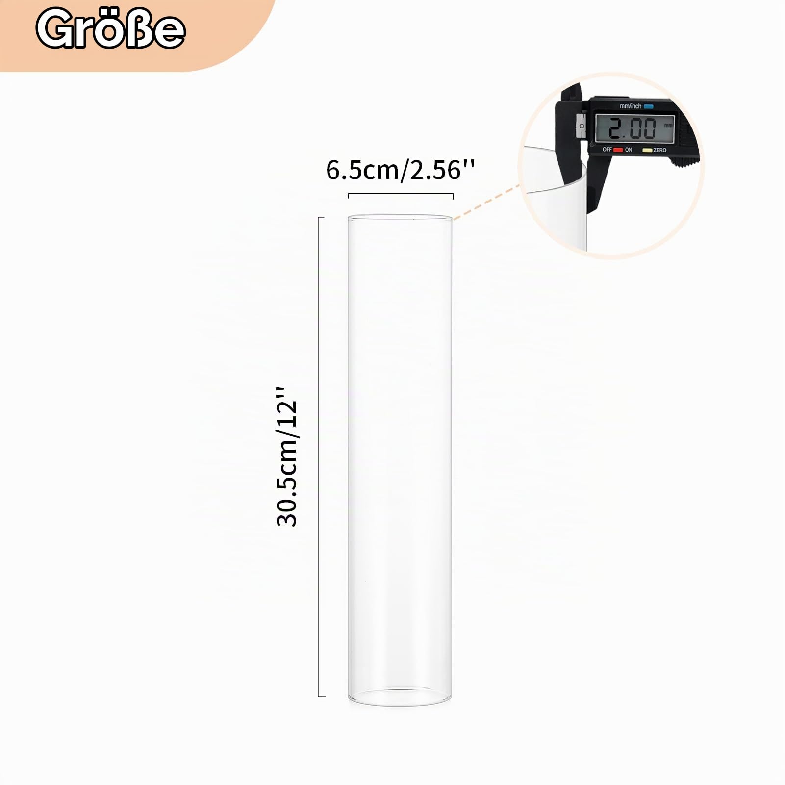 NUPTIO Glaszylinder Ohne Boden für Kerzen - 6er Glas Windlicht Set | 30cm Hoch für Kerzenständer Stabkerzen Stabkerzenhalter Kerzenhalter Zylinder Hochzeit Tischdeko Esstisch