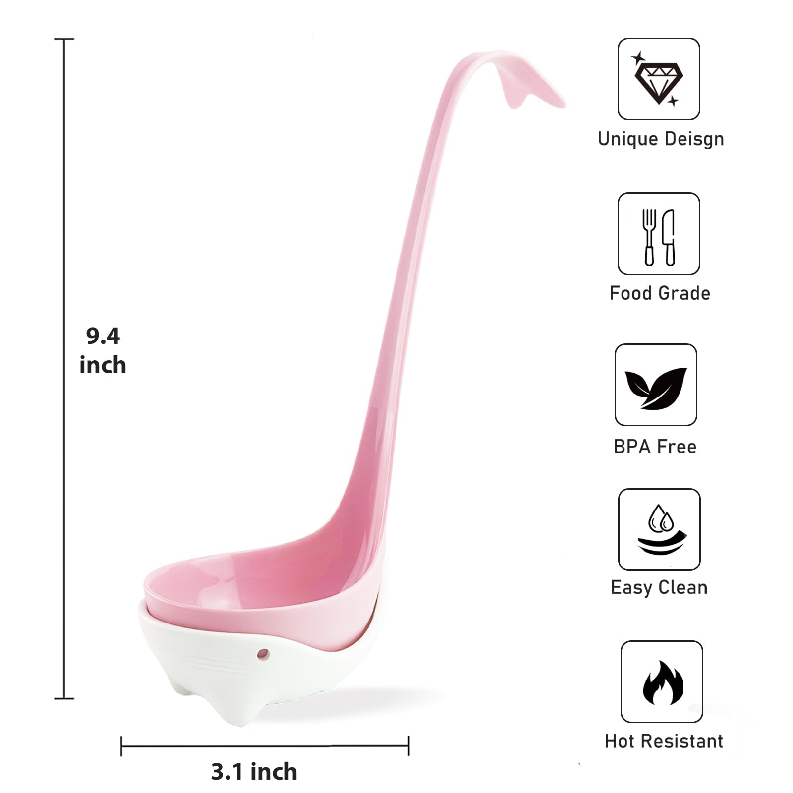 Silicone Soup Ladle Spoon, Large Capacity Spoon for Soup,Non Stick Kitchen Utensils with High Heat Resistant,BPA Free Perfect Kitchen Tools for Cooking, Stewing, Stirring, Serving Soup