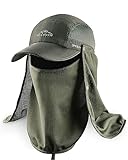 ELLEWIN Outdoor Sun Hat for Men Women UPF 50+ Fishing UV Hat with Neck Flap Face Cover for Sun Protection
