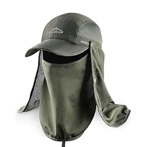ELLEWIN Outdoor Sun Hat for Men Women UPF 50+ Fishing UV Hat with Neck Flap Face Cover for Sun Protection