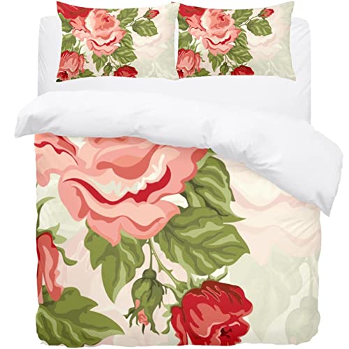 Parure de lit motif floral avec housse de couette pour lit double - 2