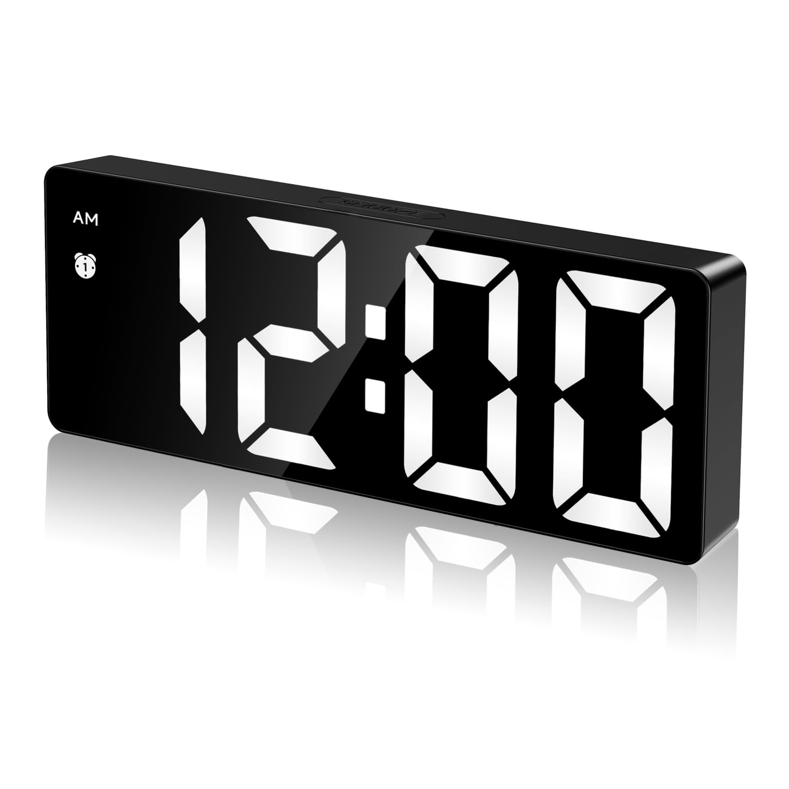 Bedside Digital Alarm Clock, Large LED Electronic Alarm Clocks with Snooze, Date, Temperature Display, Brightness Adjustable, 12/24H, Non Ticking Digital Clock, USB/Battery Powered Bedroom Desk Clocks