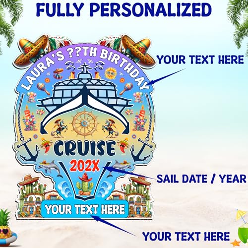 Decoración Imán para Puerta Feliz Cumpleaños Crucero miniatura 4