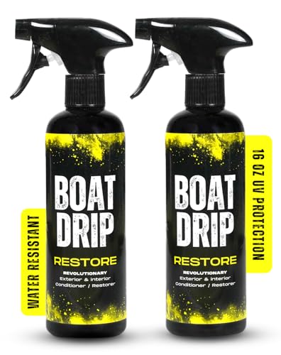 Boat Drip Restore - 16oz Interior & Exterior Boat Cleaner with UV Protection - Hydrates, Restores, & Protects Trim, Vinyl, Plastic, Dashboard, & Seats - Water-Resistant, Made in USA(Pack of 2)