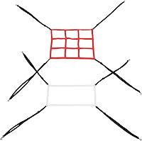 Vista 1 de POPETPOP Baseball and Softball Practice Net 2pcs Set Adjustable Pitch Back Net with 1 White and 9 Red Target Holes for Pitching and Hitting Training
