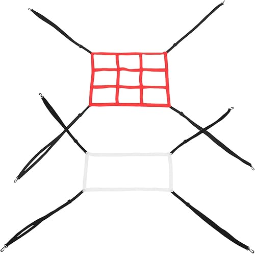 POPETPOP Baseball and Softball Practice Net 2pcs Set Adjustable Pitch Back Net with 1 White and 9 Red Target Holes for Pitching and Hitting Training