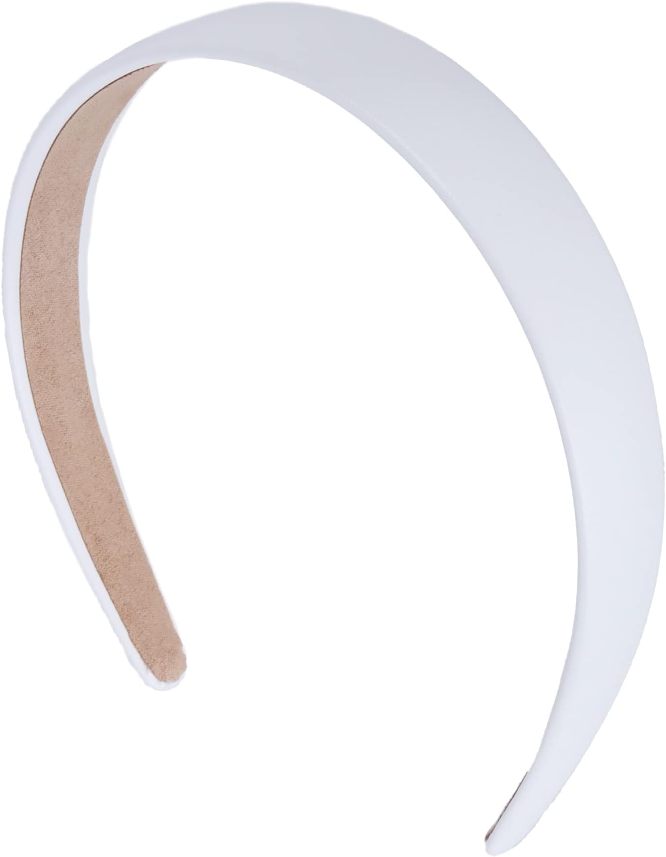 Motique Accessories 1 Inch Vegan Leather Headband for Women and Girls (White)