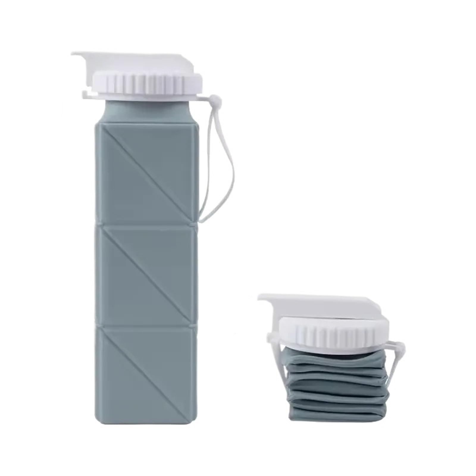 Gobelet pliable Gobelet en silicone Bouteille d'eau carrée pliable en Silicone de 620ml, Portable et rétractable, for sport, Camping, randonnée(Blue)