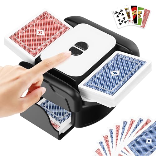 Mélangeur de carte Automatique 2600mAh Rechargeable Mélange Automatique avec Arrêt Auto | Modes Auto/Manuel Silencieux Pour 1–2 Jeux de Cartes, Compatible...
