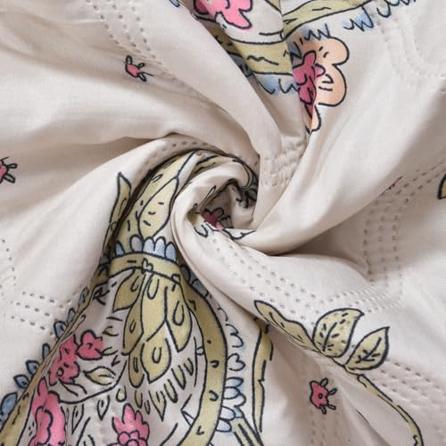 Image of BENAVJI Double Bed Comforter 220x240 cm | Reversible Microfiber AC Quilt Blanket | Paisley Floral Bedding, White Blue