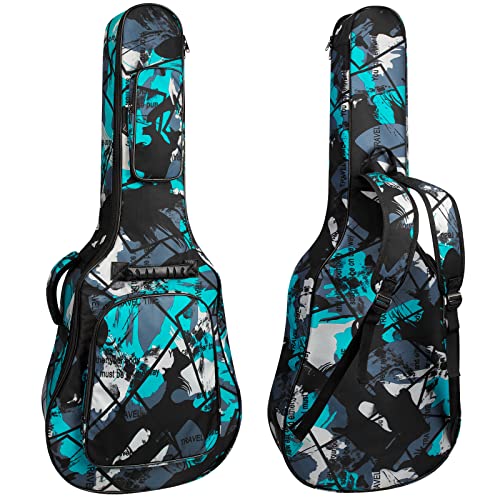 HOHIYO Gitarrentasche Full Size 39 40 41inch Akustikgitarre Gig Bag 15mm dick gepolstertes Gitarrenetui wasserdicht mit Zwei Taschen Verstellbarer Schultergurt Halsschutzgurt