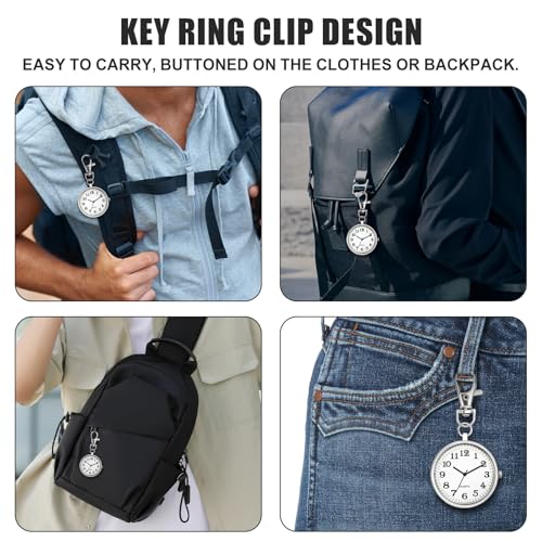 Image of Minimalist Ultra Thin Open Face Quartz Pocket Watch with Key Buckle Unisex Portable Unisex Pocket Watch
