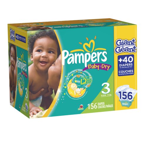 Image of Pampers Baby Dry Diapers, Giant Pack, Size 3, 156 Count