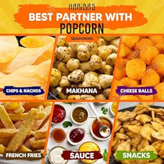HARIBAS Combo Pack Of 5 Pop Corn Seasoning Powder | Tasty Powder 50 G Each Sprinkle On Maggie/French Fries | Cheddar Cheese Cream Butter & Onion Tomato Chilli Thai Pudina For Popcorn Nacho