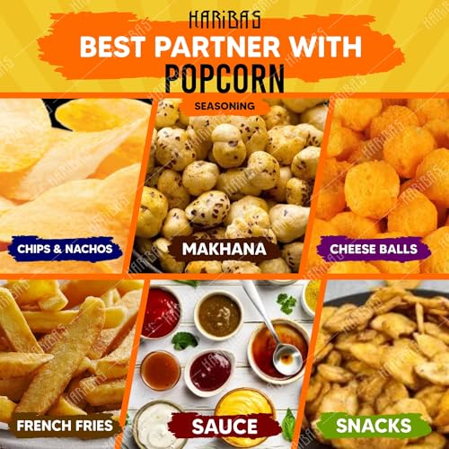 HARIBAS Combo Pack Of 5 Pop Corn Seasoning Powder | Tasty Powder 50 G Each Sprinkle On Maggie/French Fries | Cheddar Cheese Cream Butter & Onion Tomato Chilli Thai Pudina For Popcorn Nacho