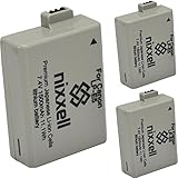 (3 Pack) Ultra High Capacity Nixxell Battery for Canon LP-E5 LC-E5 LPE5 for Canon EOS Rebel XS, Kiss F, Kiss X2, Kiss X3, EOS Rebel XSi, EOS Rebel T1i, EOS Rebel 450DM, EOS Rebel 500D, Rebel 1000D