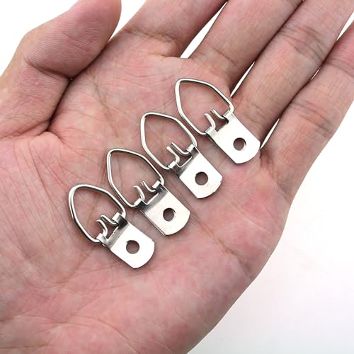 Image of 60PCS Picture Hanging Hardware D Ring Metal Picture Hook with Screw Suitable for Hanging Wooden Frame Picture Frame Small Mirror Clock