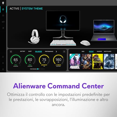 18 Area-51 Laptop Gaming 18" WQXGA 300Hz G-Sync, Intel Core Ultra 9 275HX Series 2, Nvidia GeForce RTX 5080, 32GB DDR5 RAM, 2TB SSD, Windows 11 Home, Cryo-tech, AlienFX RGB QWERTY - Notebook - Immagine 9