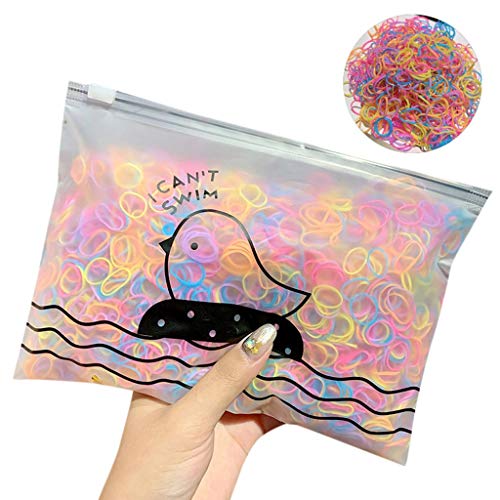 NerYuo 1000 Stück Haar Haargummis,Mini Elastische Haargummis Bänder,Schwarz Bunte Haar Gummibänder,Gummi Haarbänder, Elastische Haar Gummibänder, für Frauen Mädchen Flechten und Tägliche (E, E) Cover