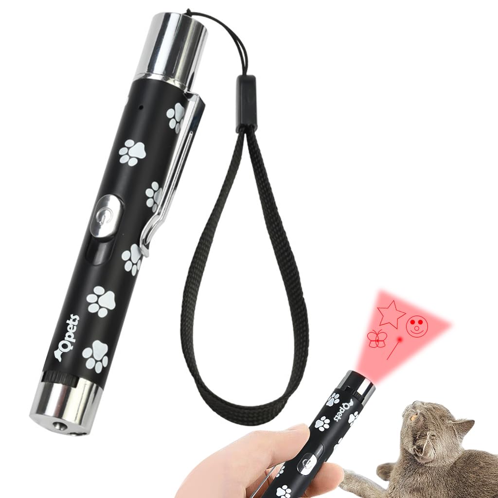 Qpets® Cat Toy Laser Pointer for Cats, Laser Pointer Pen with 5 Laser Pattens Intergrated USB Plug Rechargeable Interactive Laser Toy for Dogs Cats-image-26