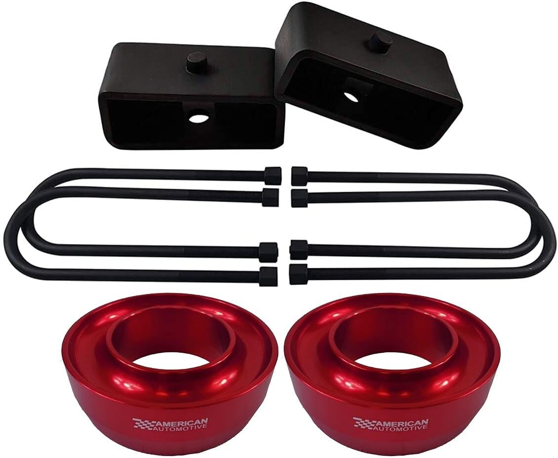 American Automotive fits 1998-2007 Ranger Full Lift Kit 2WD 3" Billet Front Spring Spacers + 1" Rear Blocks "Road Fury" Series for 3.25" Wide Axles Only