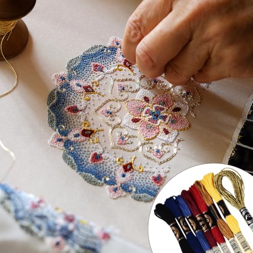 Image of 70 Yards 8 Skeins Gradient 6 Strands Variegated Polyester Embroidery Floss Friendship Bracelet String Thread Colorful Cross Stitch Threads Bulk Set for Hand Sewing Making Knitting Supply